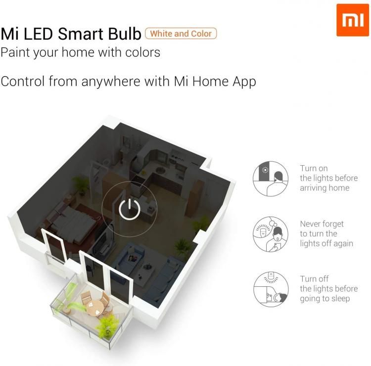 Xiaomi Mi LED Smart Bulb Weiß/Farbe Kit 2 Stück Wifi Google Home RGB Glühbirne