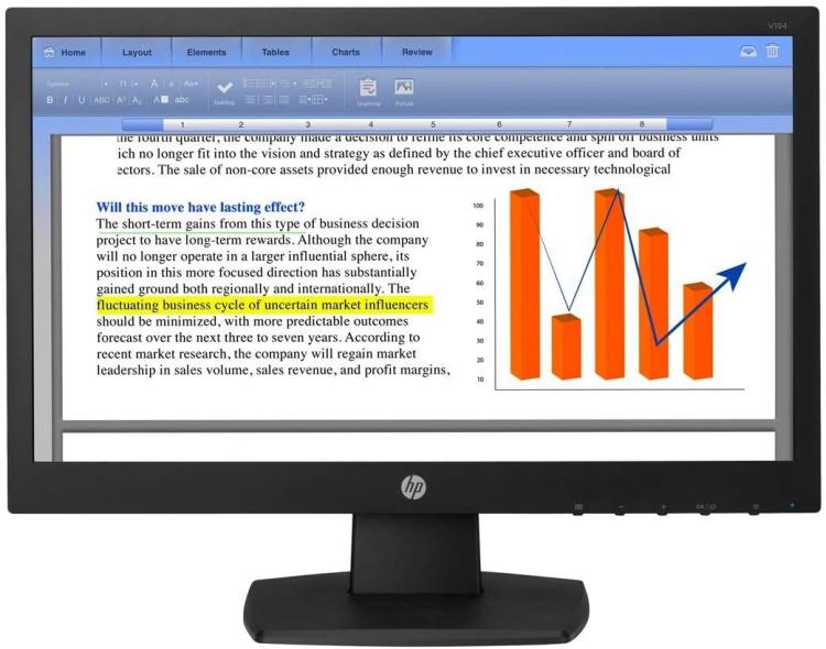 Hp Monitor 19" V194 Led 5Ms Vga5Yr89At  Schermo Led Pc Tv 47 Cm Nuovo Nero Vga