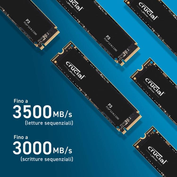 CRUCIAL P3 SSD INTERN 500GB M2 2280 P3 NVME NVMe Interner SPEICHER PS5 / PC