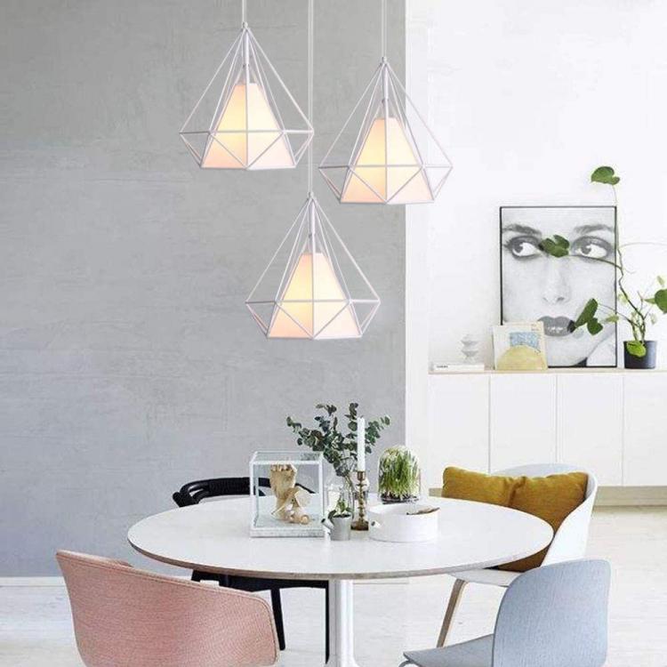Designer-Kronleuchter modern Metallstruktur weiß Stoff E27 | B20-B