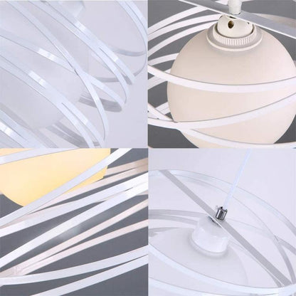 Lampadario Moderno a Sospensione Fasce Intrecciate Ferro Attacco E27 120Cm |Bianco