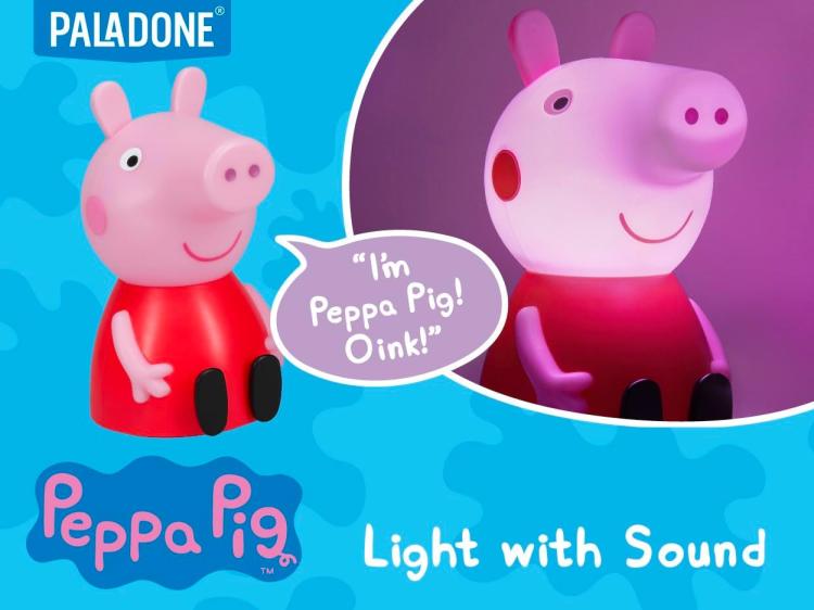 Paladone - LED-Tischlampe (Peppa Pig Licht) mit Geräuschen, Nachtlicht, 18 cm