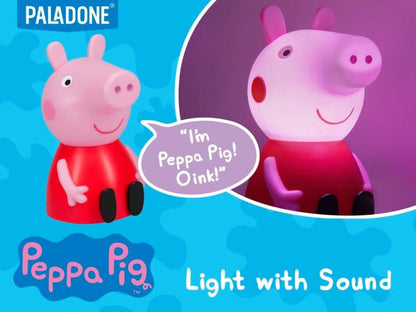 Paladone - LED-Tischlampe (Peppa Pig Licht) mit Geräuschen, Nachtlicht, 18 cm