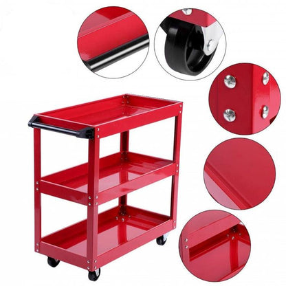 MULTI-PURPOSE WORKSHOP TROLLEY TOOL CART 3 SHELVES WITH WHEELS