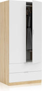 2-door, 2-drawer wardrobe in Artik white and Canadian oak, 81x52x180h