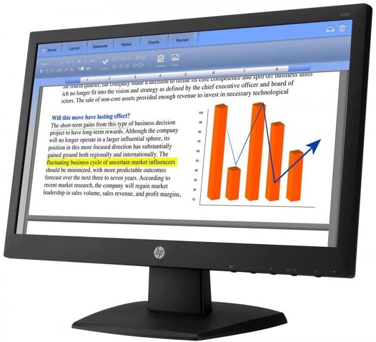 Hp Monitor 19" V194 Led 5Ms Vga5Yr89At  Schermo Led Pc Tv 47 Cm Nuovo Nero Vga