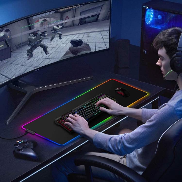 Kit Tappetino Mousepad Gaming Mouse Xxl+Tastiera Trust Ziva Led Pc Illuminata