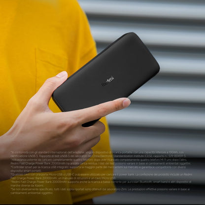 Xiaomi Redmi Power Bank 20000 mAh Fast Charge Black Fast Charging comp. iPhone