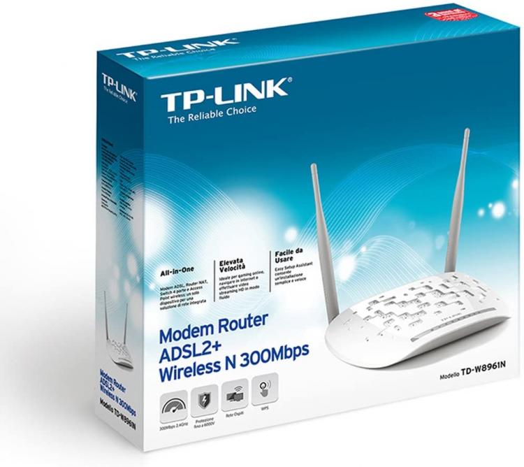 Tp-Link Td-W8961N Modem Router Adsl2+WLAN Wireless 300Mbps Access Point 4 Ports
