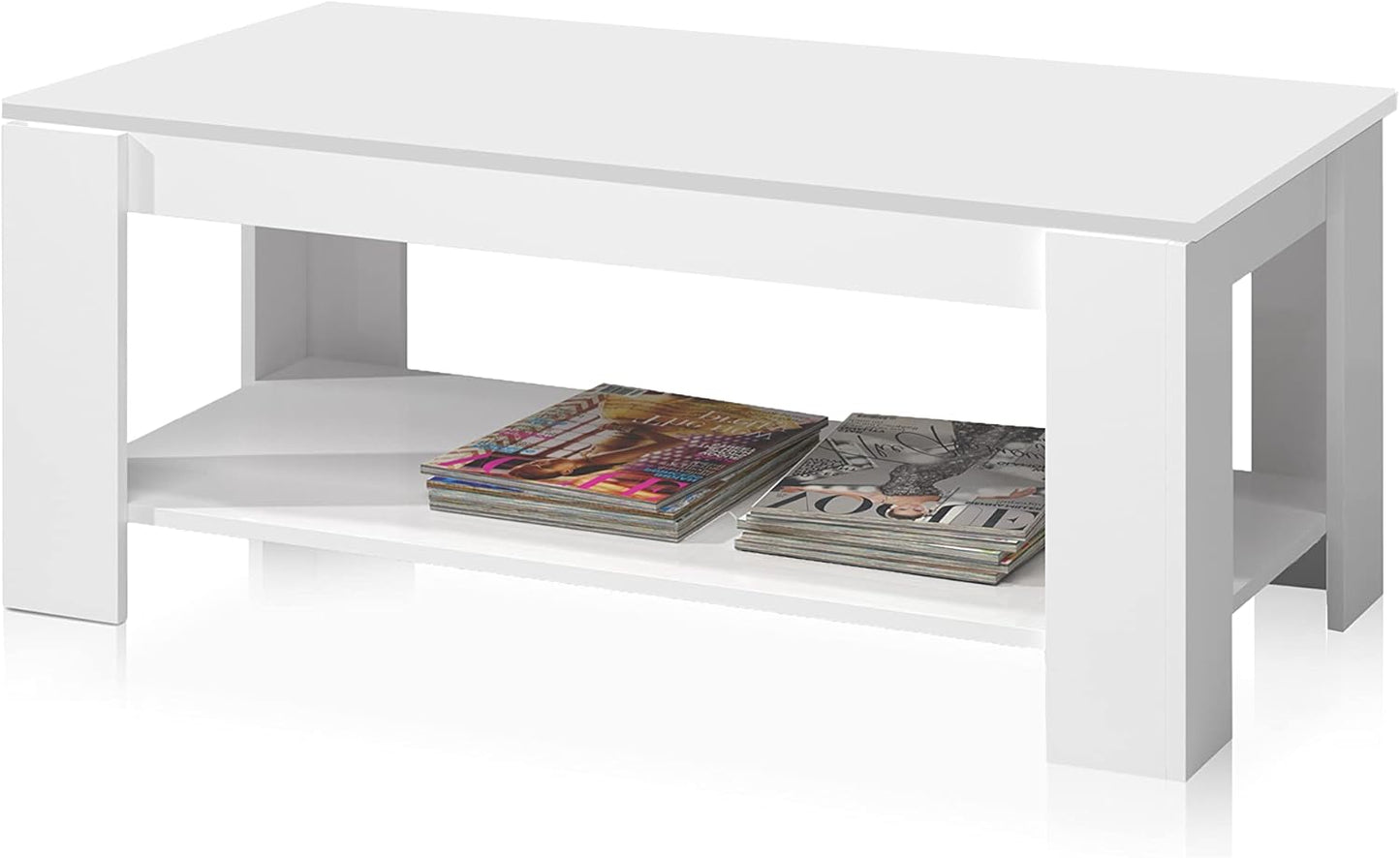 Tavolinetto Apribile Bianco Artik 102x50x43 cm con Spazio Interno