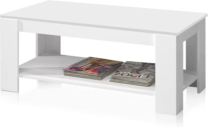Tavolinetto Apribile Bianco Artik 102x50x43 cm con Spazio Interno