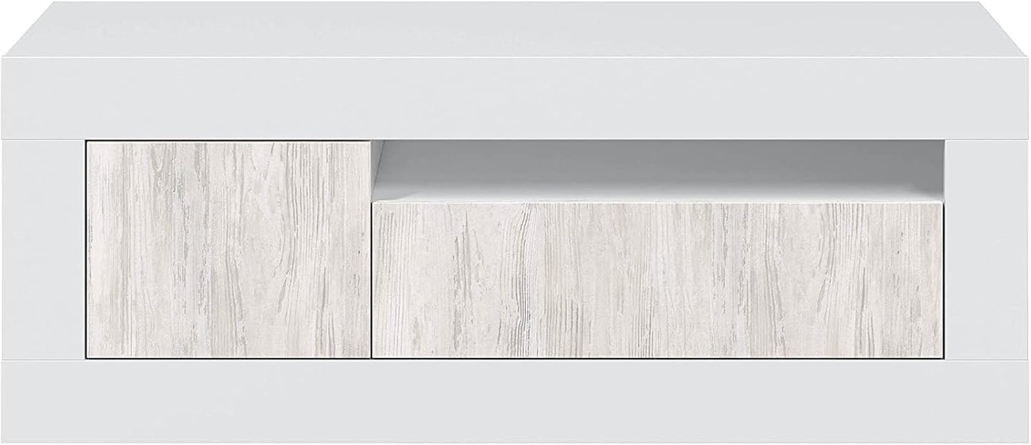 TV-Möbel Baltik weiß – 139x42x53 cm mit 3 Türen und Kabelloch