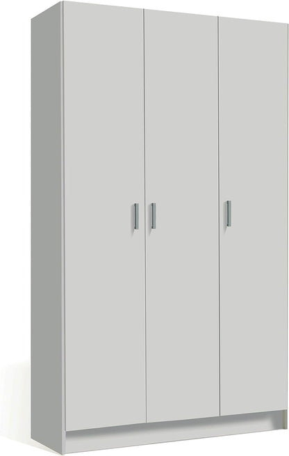 Besenschrank 3 Türen B109xH180xT37 aus Melamin Weiß