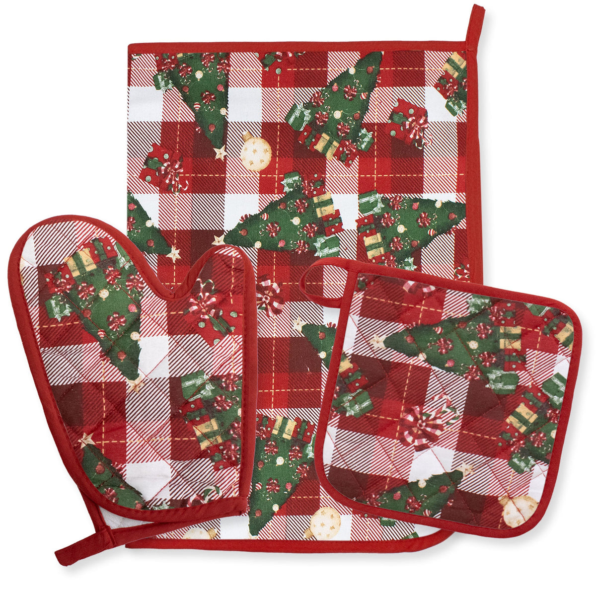 Set Guantone, presina e strofinaccio da forno natalizi Idea Regalo Natale 6484
