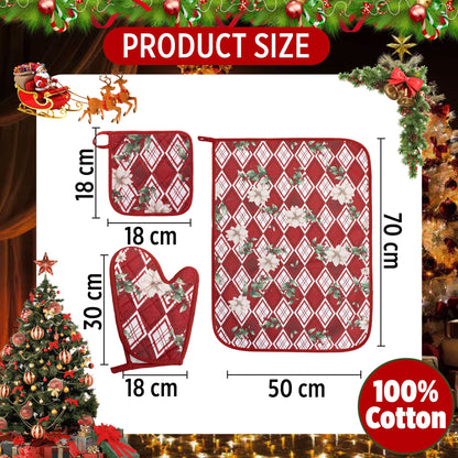 Set Guantone, presina e strofinaccio da forno natalizi Idea Regalo Natale 6484