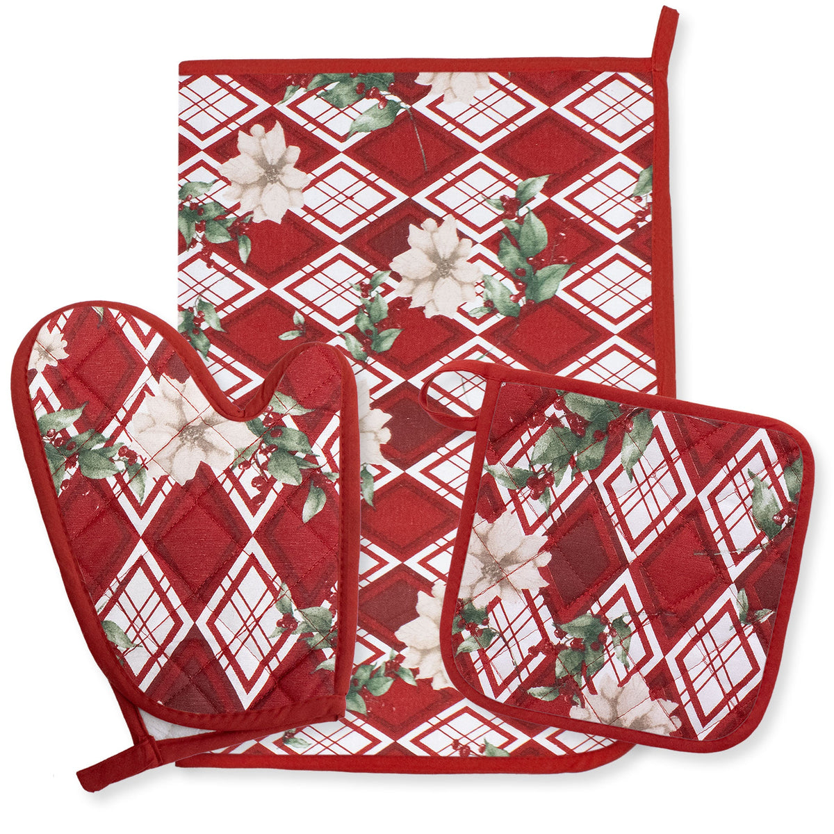 Set Guantone, presina e strofinaccio da forno natalizi Idea Regalo Natale 6484