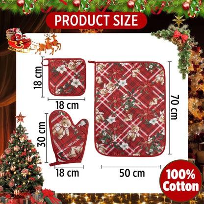 Set Guantone, presina e strofinaccio da forno natalizi Idea Regalo Natale 6484