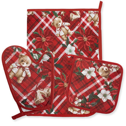 Set Guantone, presina e strofinaccio da forno natalizi Idea Regalo Natale 6484