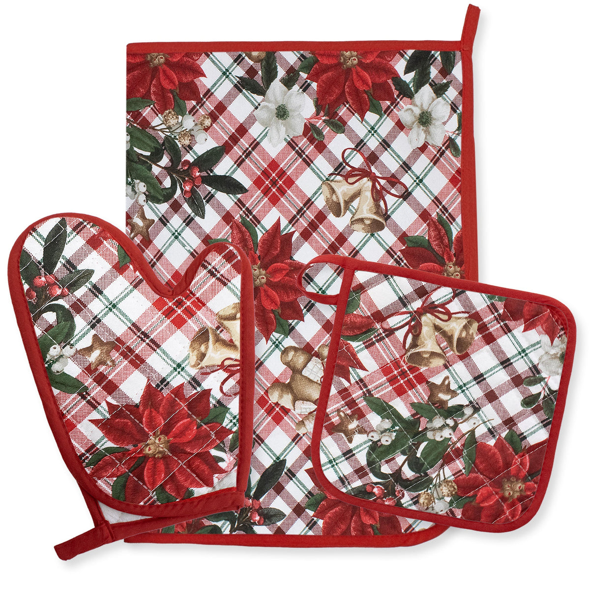 Set Guantone, presina e strofinaccio da forno natalizi Idea Regalo Natale 6484