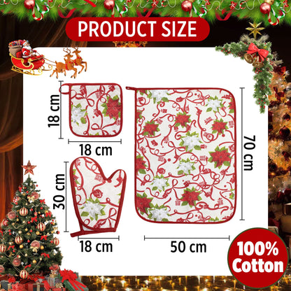 Set Guantone, presina e strofinaccio da forno natalizi Idea Regalo Natale 6484