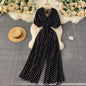 Women's Summer Jumpsuit, V-Neck, Slim High Waist, Wide Leg Jumpsuit