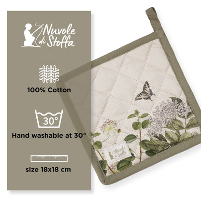 Nuvole di Stoffa Herbarium Shabby Chic Oven Mitt and Pot Holder Cotton 6728