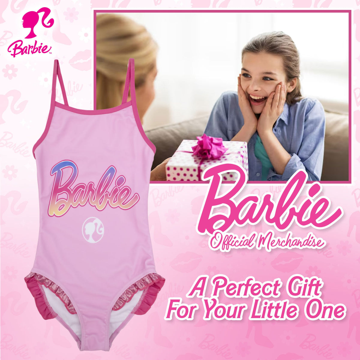Costume da bagno intero Mattel Barbie bambina 1 pezzo con volant mare 6773