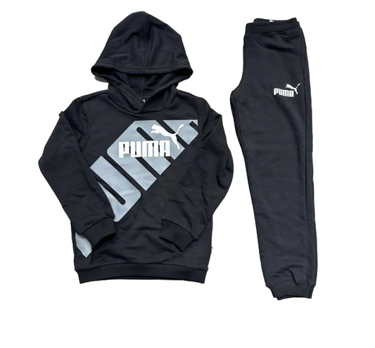 Puma tuta sportiva da ragazzo con felpa con cappuccio Power 679999-01 nero