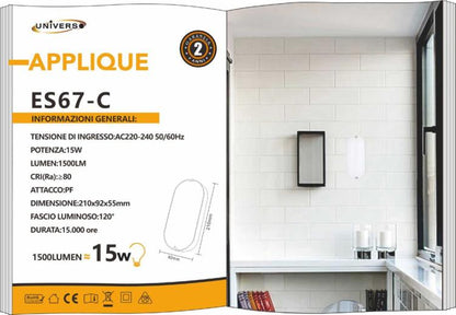 Deckenleuchte 15W Wandleuchte Oval Außenleuchte LED Wand IP65 220V 3000K