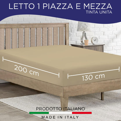 Lenzuolo sotto con angoli elasticizzati una piazza e mezza in tinta unita 6862