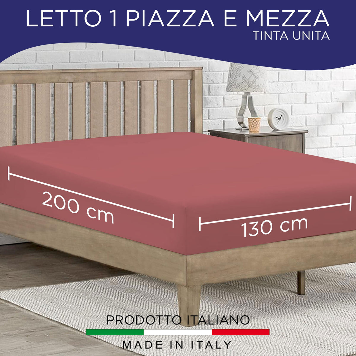 Lenzuolo sotto con angoli elasticizzati una piazza e mezza in tinta unita 6862