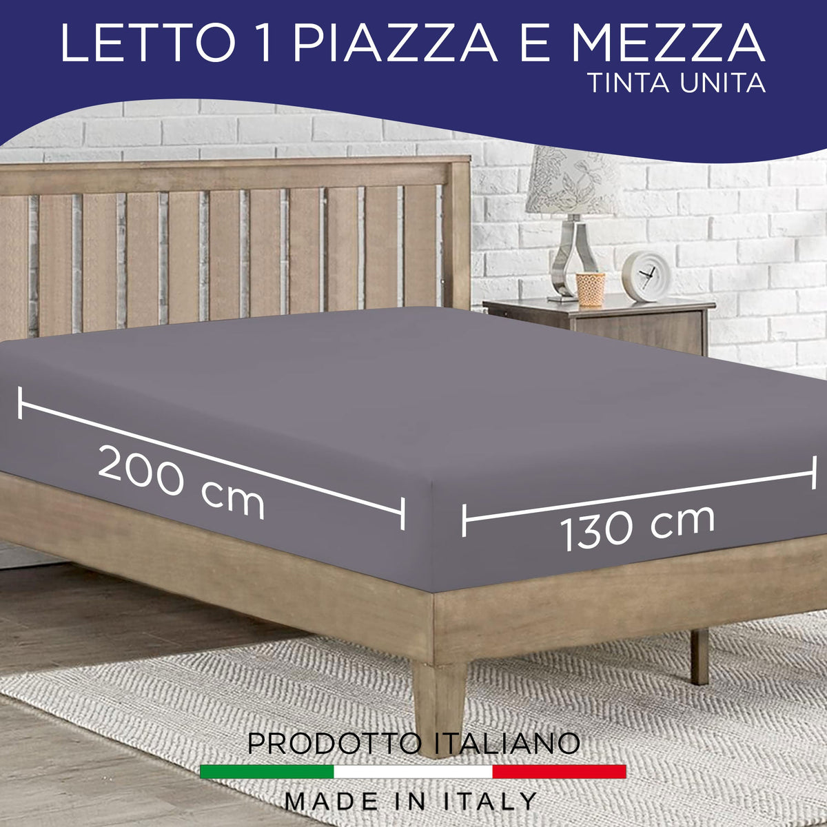 Lenzuolo sotto con angoli elasticizzati una piazza e mezza in tinta unita 6862