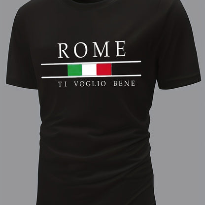 ROME Maglietta Stampata Da Uomo Per L'estate All'aperto, Eleganti Top A Girocollo Da Uomo, Regalo Per Uomini