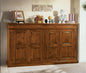 Sideboard with 4 Doors and 2 Drawers in Solid Walnut-Stained Wood