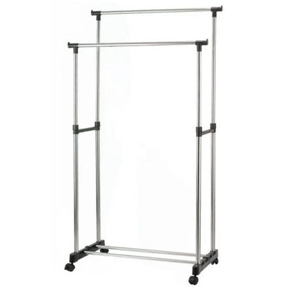 Stand Appendiabiti Doppio Con Ruote Stender Regolabile In Altezza 80X40X160 Cm