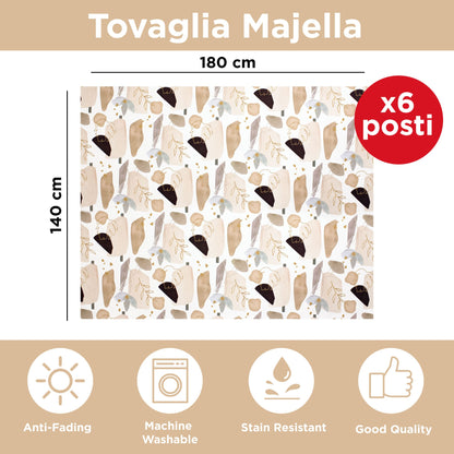 Stain-resistant waterproof tablecloth for 6 people with Leaf print 140x180 6924