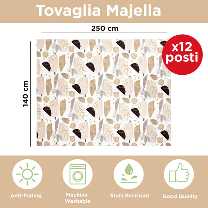 Stain-resistant tablecloth waterproof table cover x12 Leaves print 140x250 6925