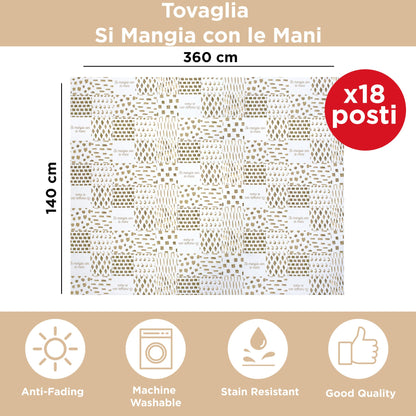 Tovaglia antimacchia copritavolo impermeabile x18 stampa Geometrica 140x360 6932
