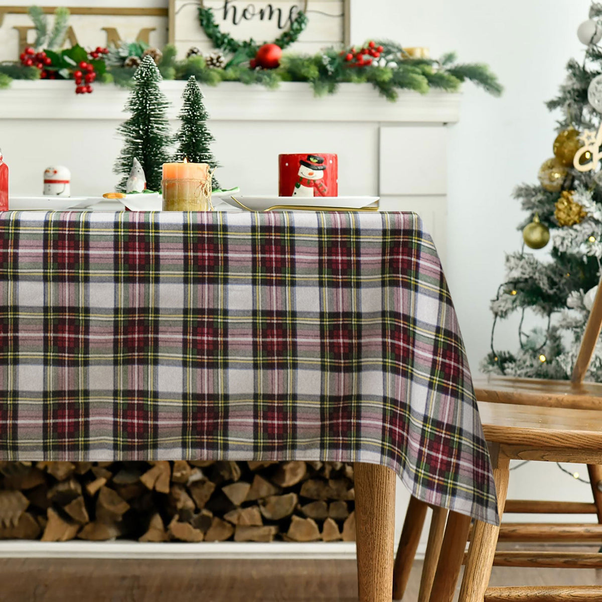Tovaglia Natalizia Tartan loneta con runner Natale varie misure 6969