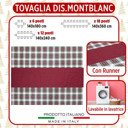 Tovaglia Natalizia Tartan loneta con runner Natale varie misure 6969