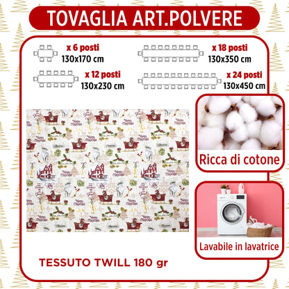 Tovaglia Natalizia rettangolare varie misure Copritavolo Twill stampato 6974