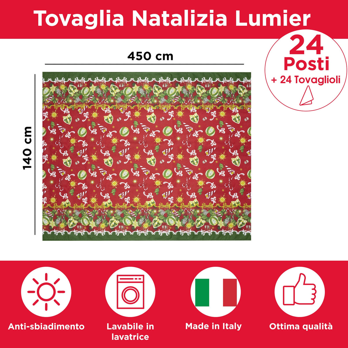 Christmas Tablecloth Table Service + Napkins Christmas Various Sizes 6979