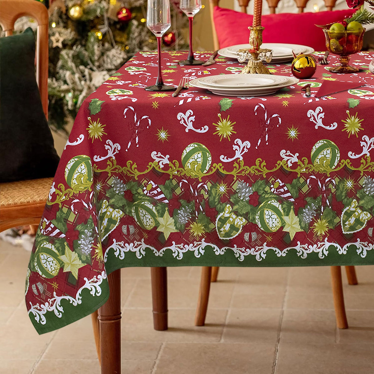 Christmas Tablecloth Table Service + Napkins Christmas Various Sizes 6979