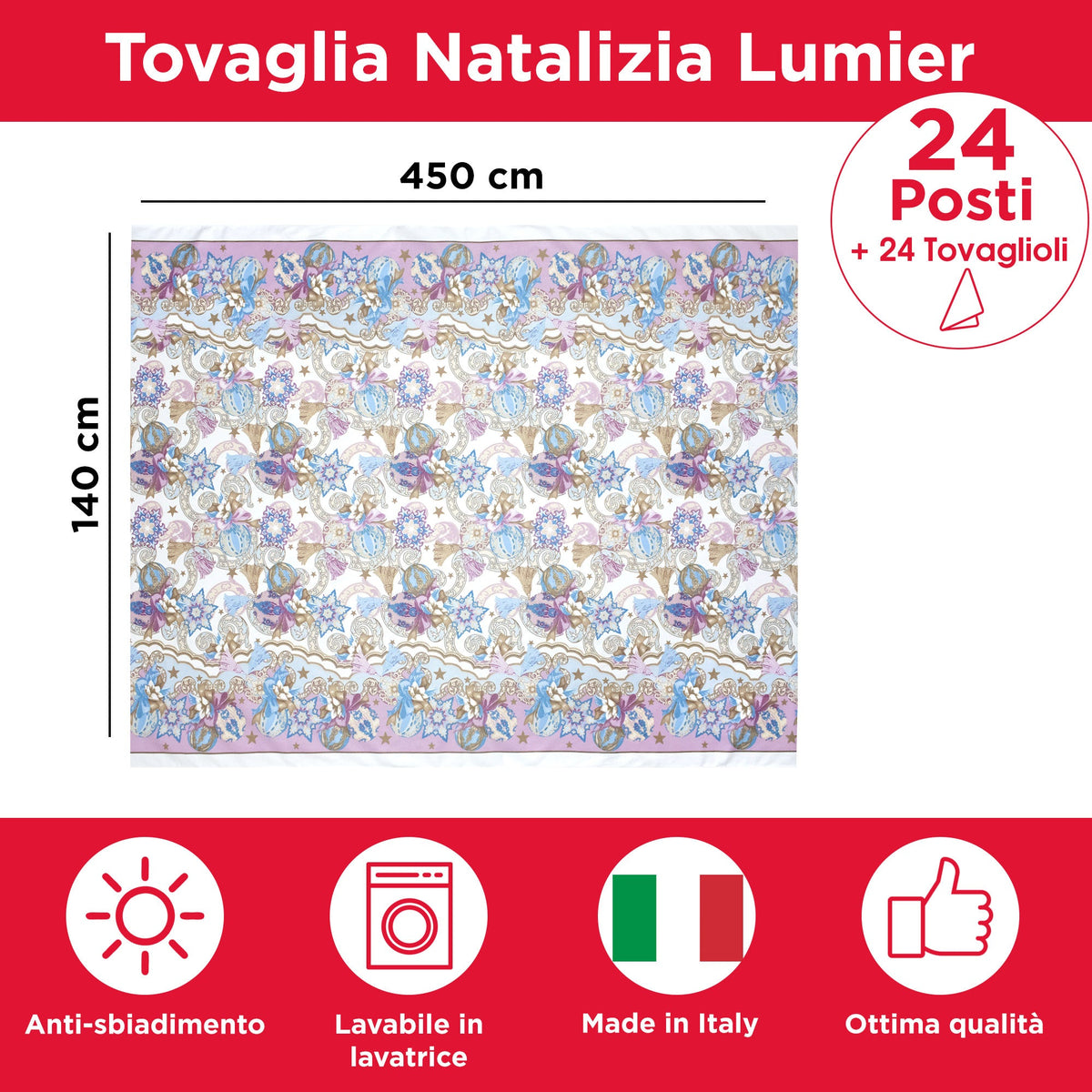 Christmas Tablecloth Table Service + Napkins Christmas Various Sizes 6979