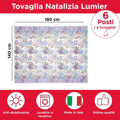 Christmas Tablecloth Table Service + Napkins Christmas Various Sizes 6979