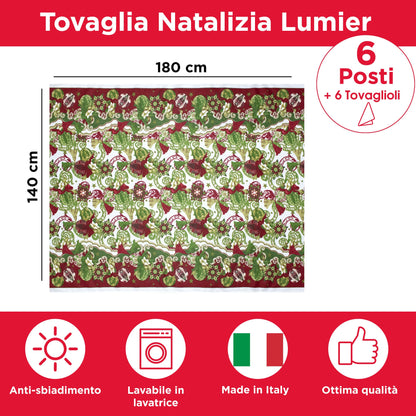 Christmas Tablecloth Table Service + Napkins Christmas Various Sizes 6979