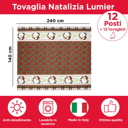 Christmas Tablecloth Table Service + Napkins Christmas Various Sizes 6979
