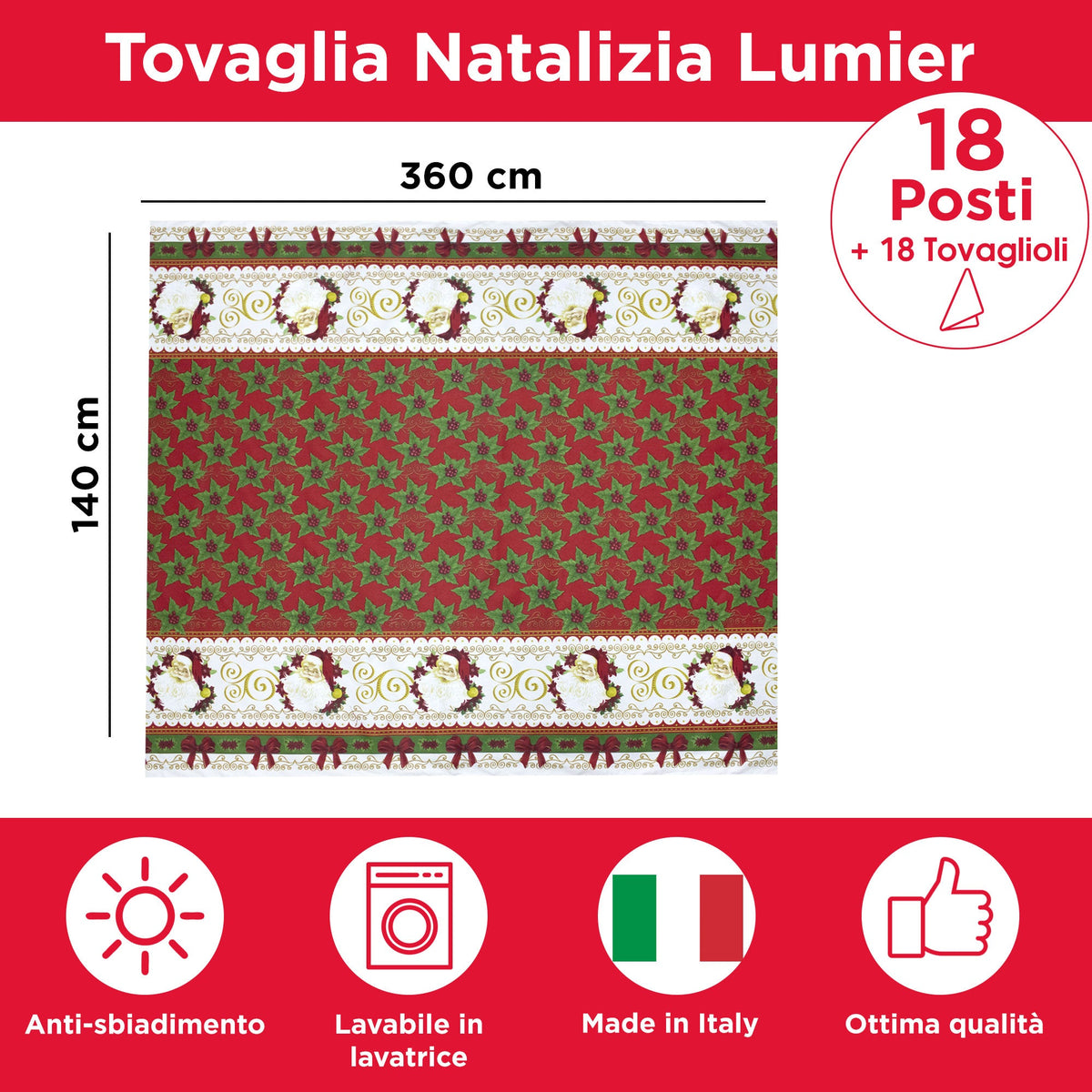 Christmas Tablecloth Table Service + Napkins Christmas Various Sizes 6979