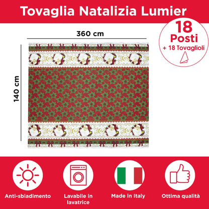 Christmas Tablecloth Table Service + Napkins Christmas Various Sizes 6979