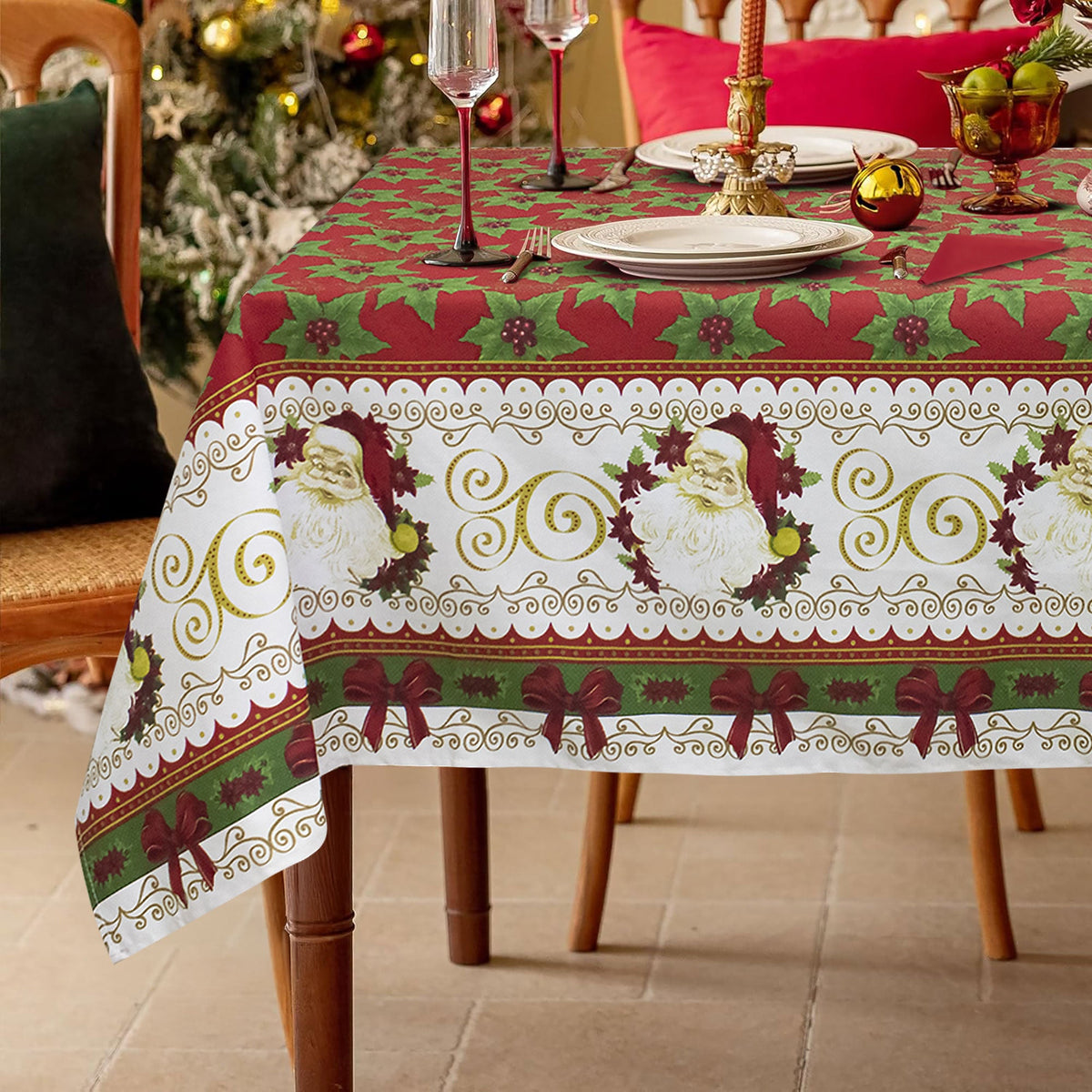 Christmas Tablecloth Table Service + Napkins Christmas Various Sizes 6979